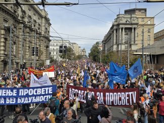 Protest prosvetnih radnika ispred zgrade Vlade u oktobru