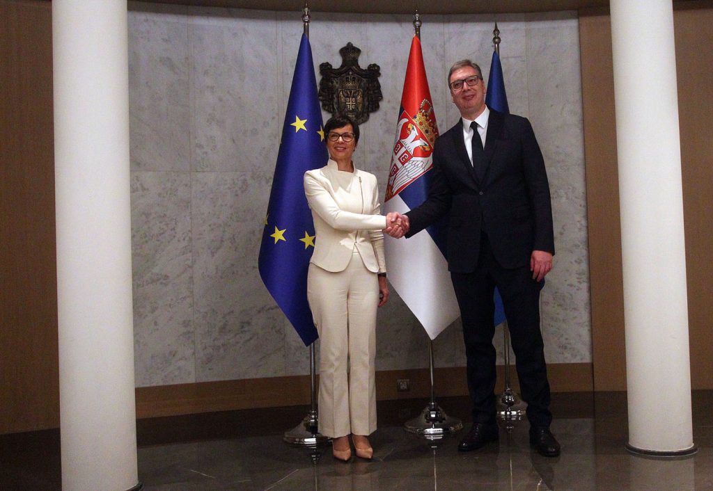 Predsednik Srbije Aleksandar Vučić i evropska komesarka za proširenje Marta Kos