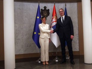 Predsednik Srbije Aleksandar Vučić i evropska komesarka za proširenje Marta Kos