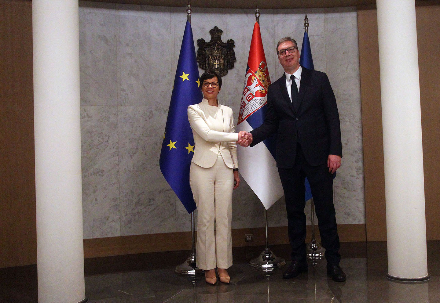 Predsednik Srbije Aleksandar Vučić i evropska komesarka za proširenje Marta Kos