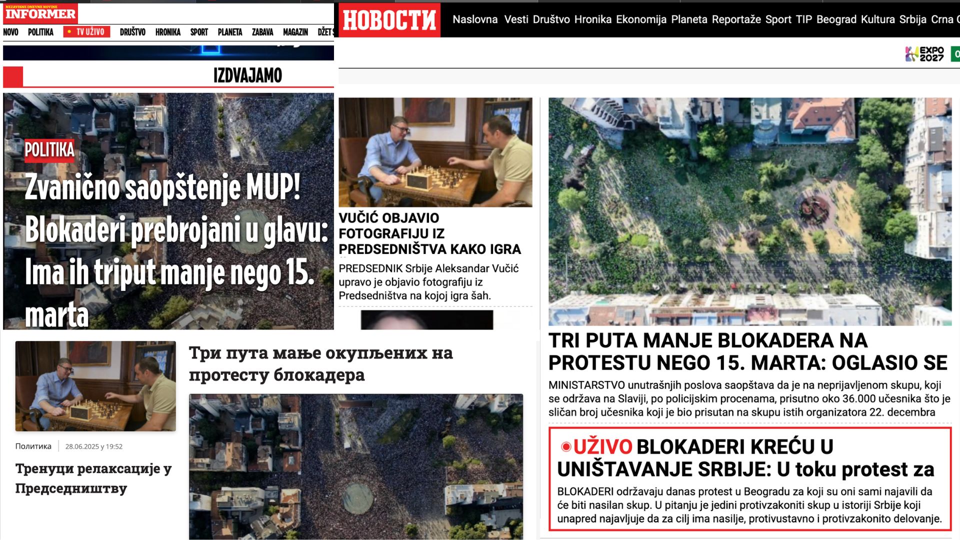 Šta tabloidi pišu o protestu 28. juna: Kreće rušenje Srbije