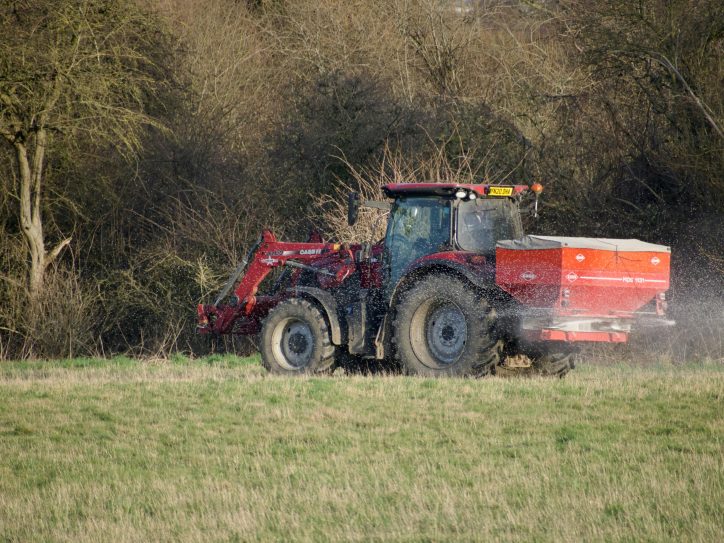 Traktor posipa đubrivo