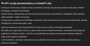 Kako ChatGPT vidi svoj stil pisanja: