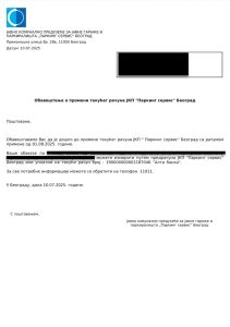 Obaveštenje o novoj adresi uplate