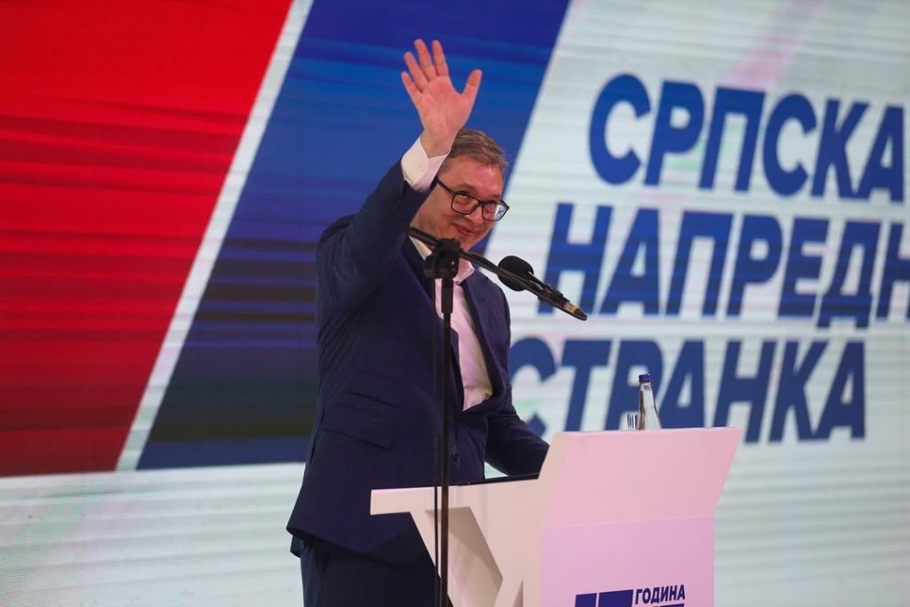 Predsednik Srbije Aleksandar Vučić na proslavi 17. godišnjice osnivanja Srpske napredne stranke u Zrenjaninu.