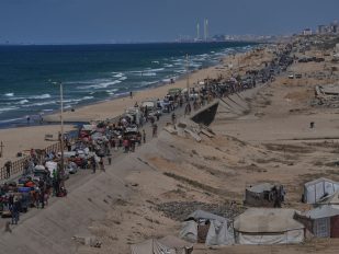 Raseljeni Palestinci kreću se uz obalu ka severnom delu Pojasa Gaze