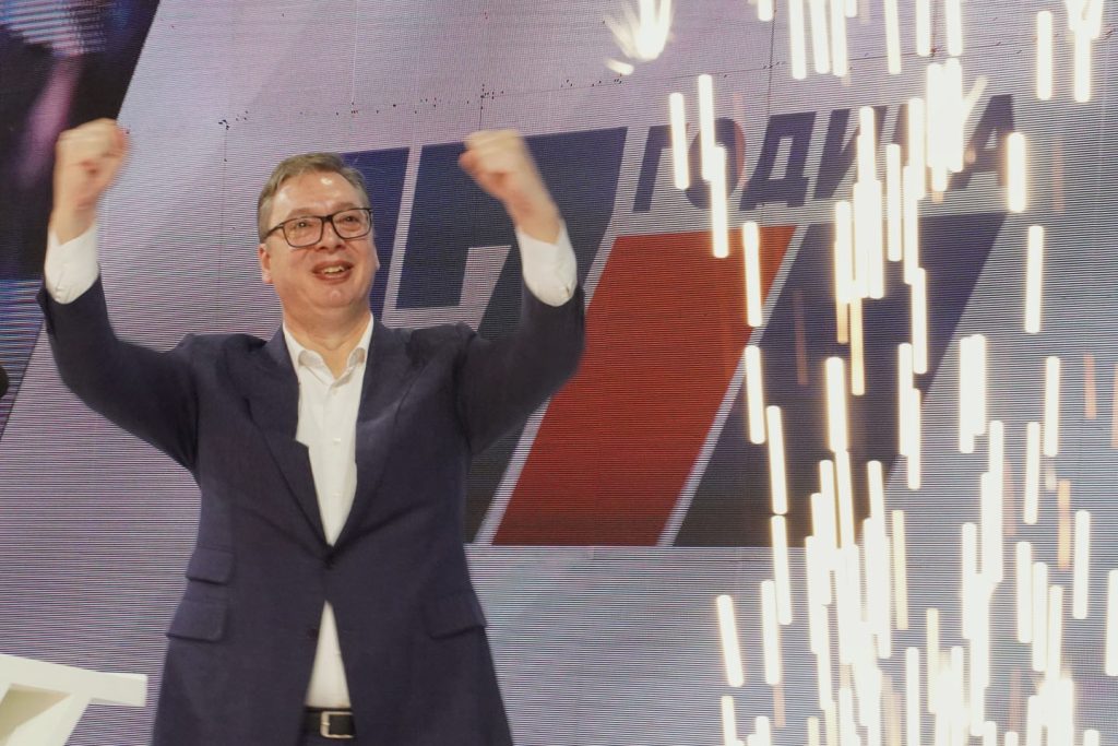 Predsednik Srbije Aleksandar Vučić na proslavi 17. godišnjice osnivanja Srpske napredne stranke u Zrenjaninu.