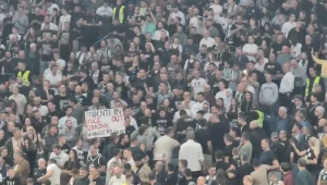 Navijači na utakmici Partizana i Pariza