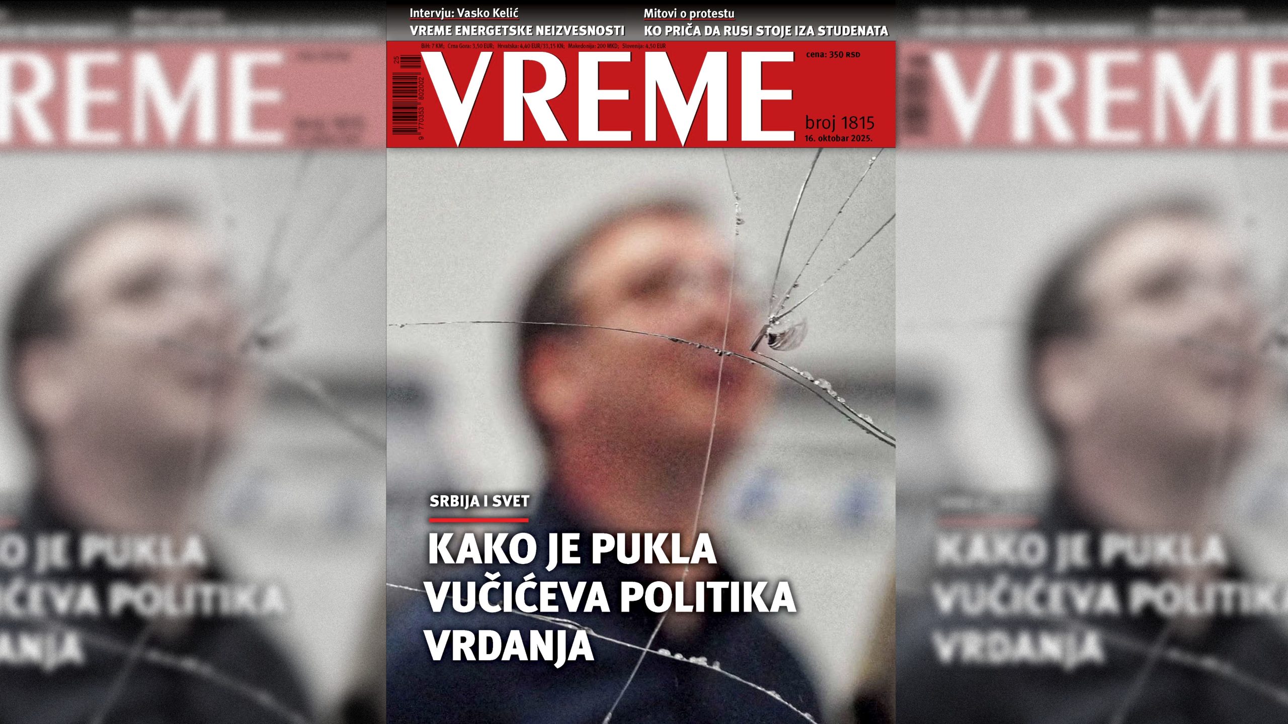 Predsednik Srbije Aleksandar Vučić pred razbijenim ogledalom
