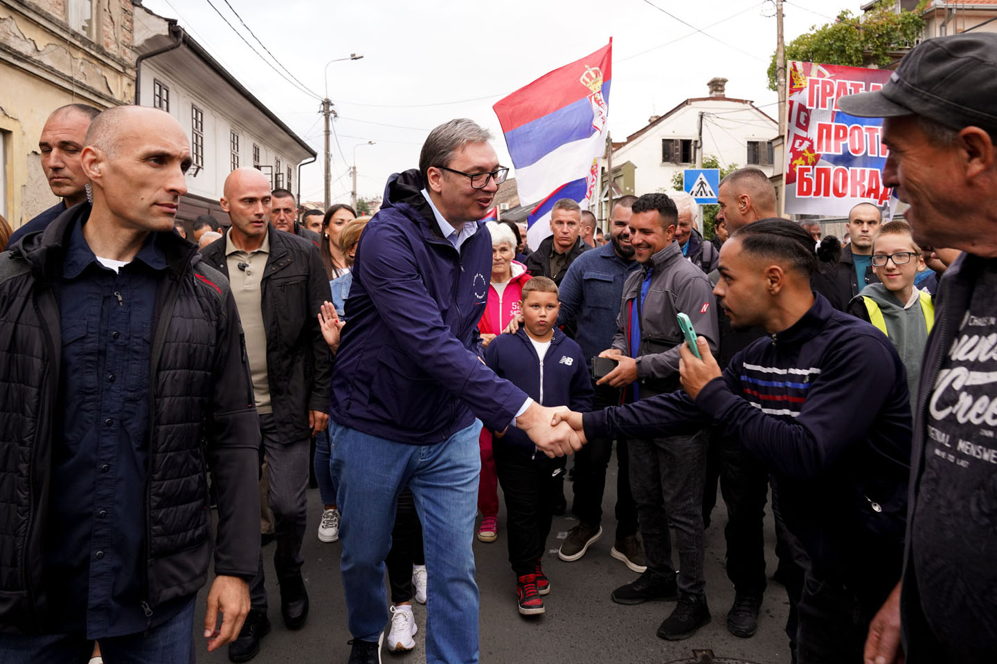 Aleksandar Vučić na skupu protiv blokada u Obrenovcu