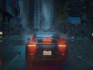 Porsche 911 u sumrak na kiši