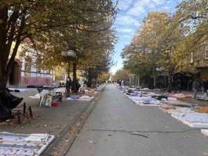 studenti spavaju na stiroporu u Inđiji. Jutro je.