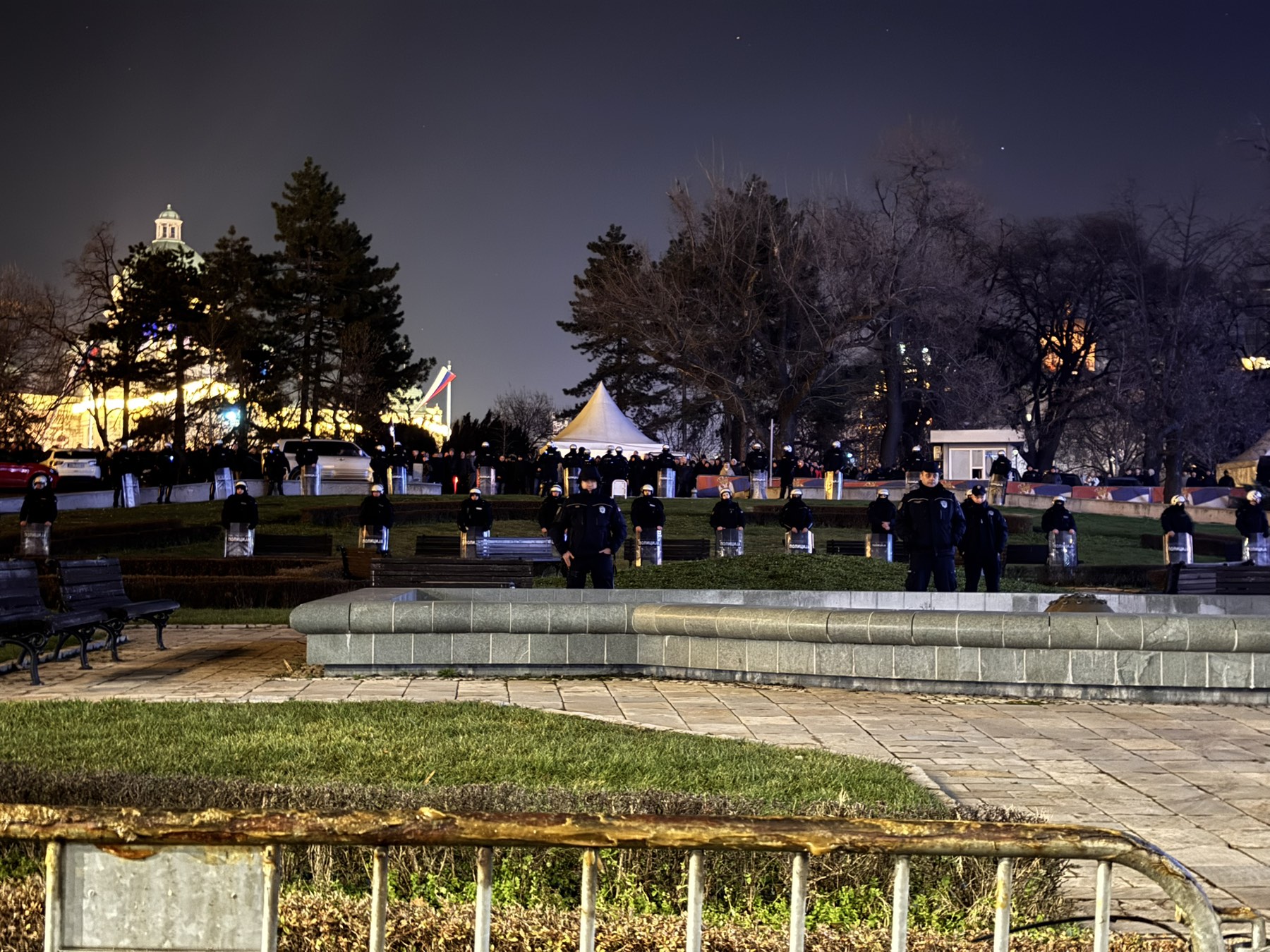 Policijski kordon u Ćacilendu tokom studentskog protesta 