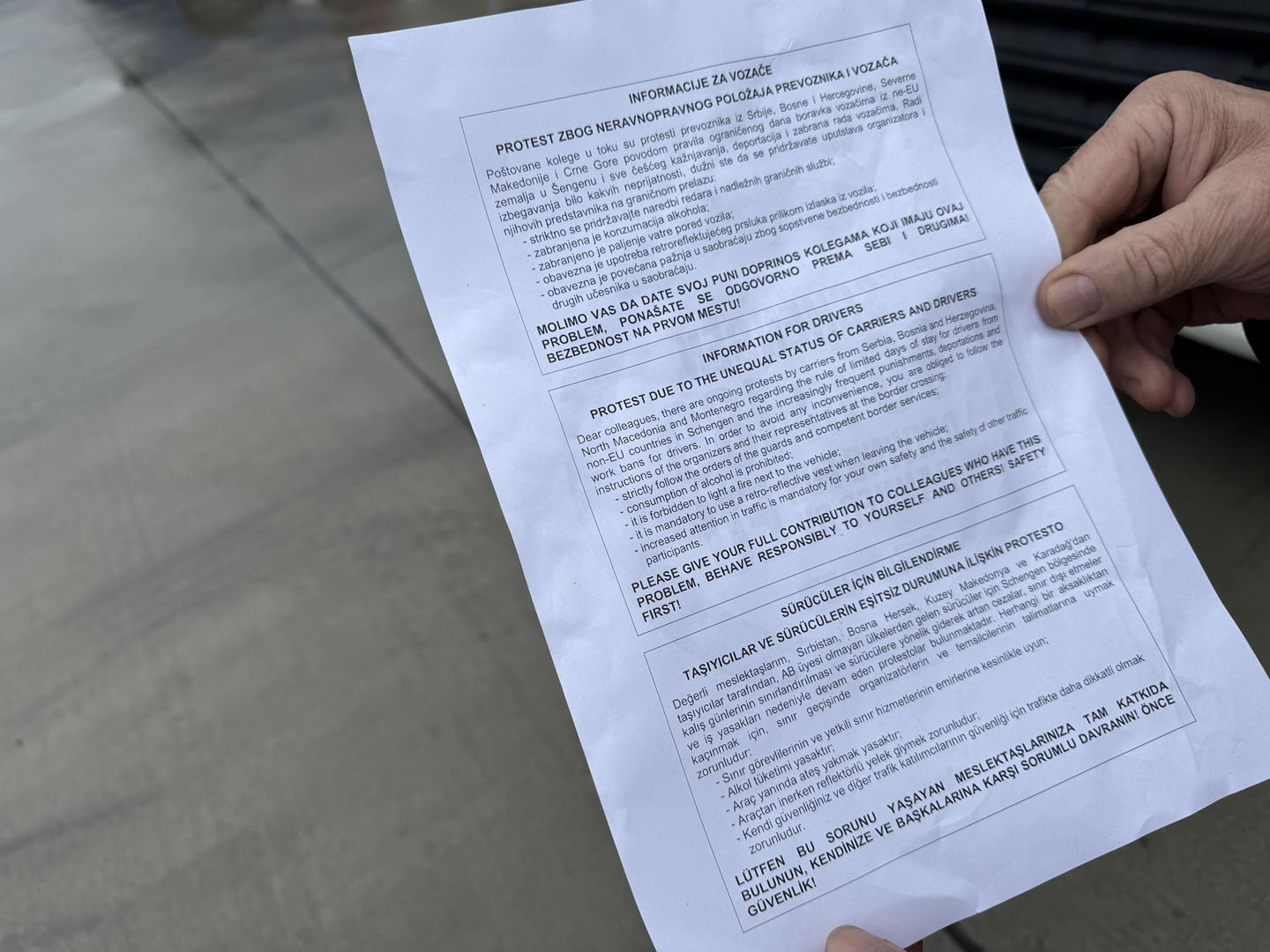 Počela blokada na teretnim graničnim prelaza sa zemljama Šengena.