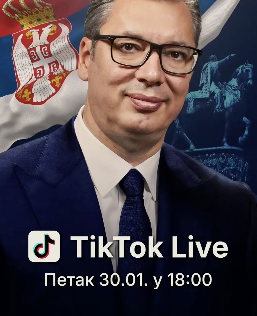 Skrinšot najave predsednika za prvo uživo TikTok obraćanje