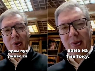 Skrinšot najave obraćanja predsednika na TikToku