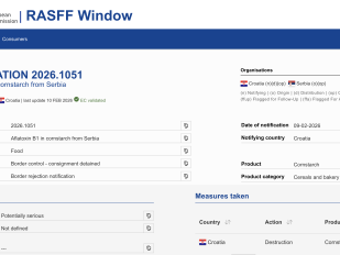 RASFF sajt sa upozorenjem