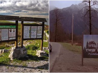 Kolaž - planina u Bugarskoj i Tvin Piks