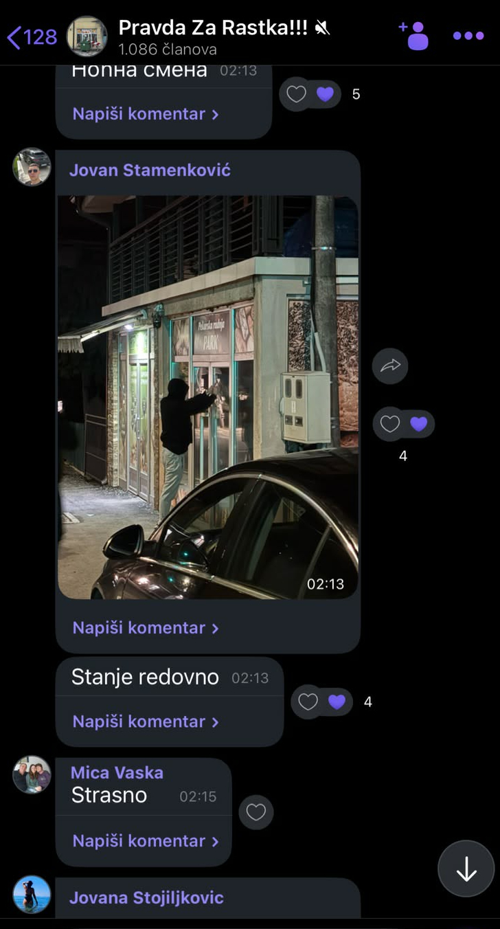 Skrinšot iz vajber grupe