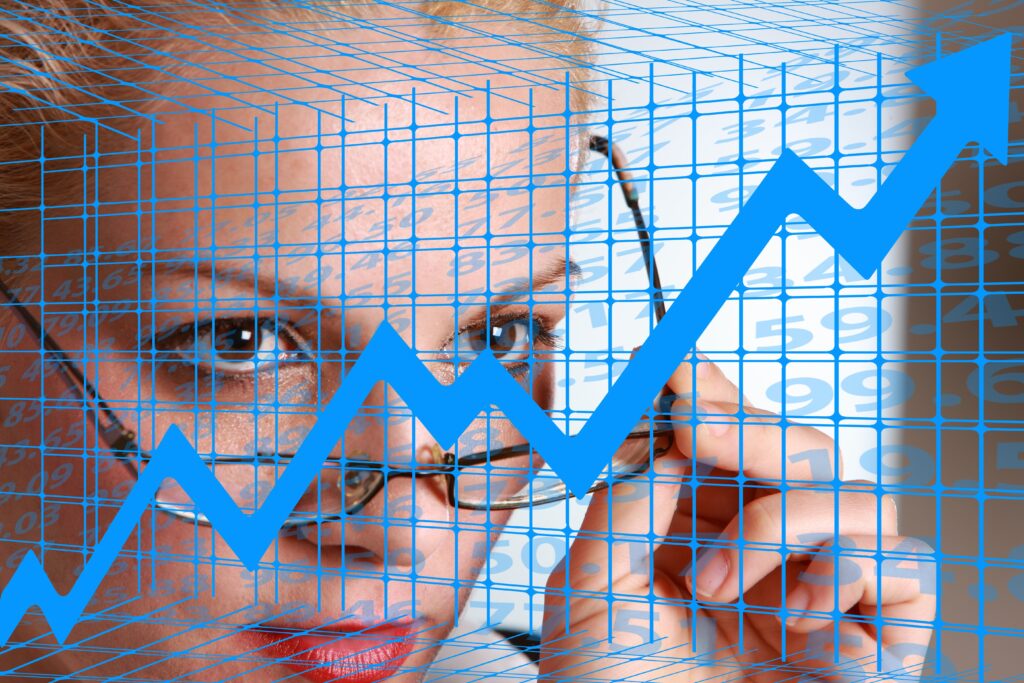 Žena gleda u statistiku