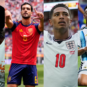 Polufinale Svetskog prvenstva 2026. ilustracija: Usman Dembele (Francuska), Mikel Merino (Španija), Džud Belingem (Engleska), Lautaro Martinez (Argentina))