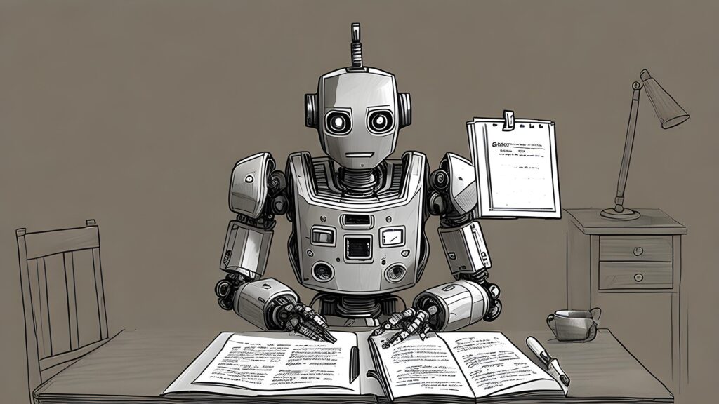 Robot čita knjigu - AI - veštačka inteligencija