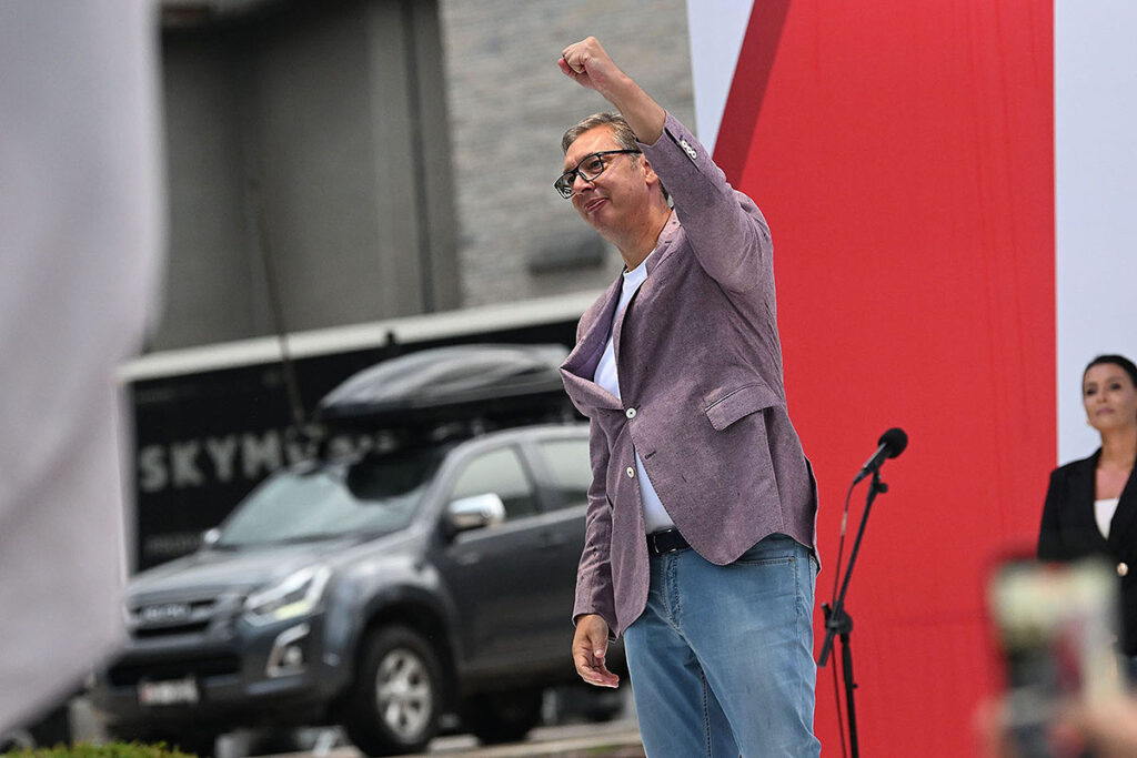Predsednik Srbije Aleksandar Vučić na mitingu u Užicu