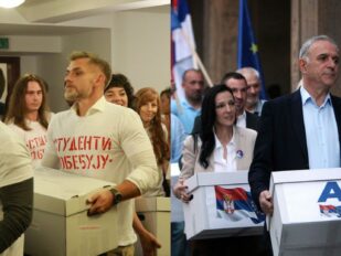 Ilustracija Studentska lista Studenti pobeđuju i Evropska Srbija