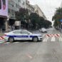 Metalna žardinjera i policijski auto u Kralja Milana u Beogradu