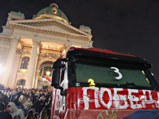 Slavlje nakon pobede Studentske liste na izborima