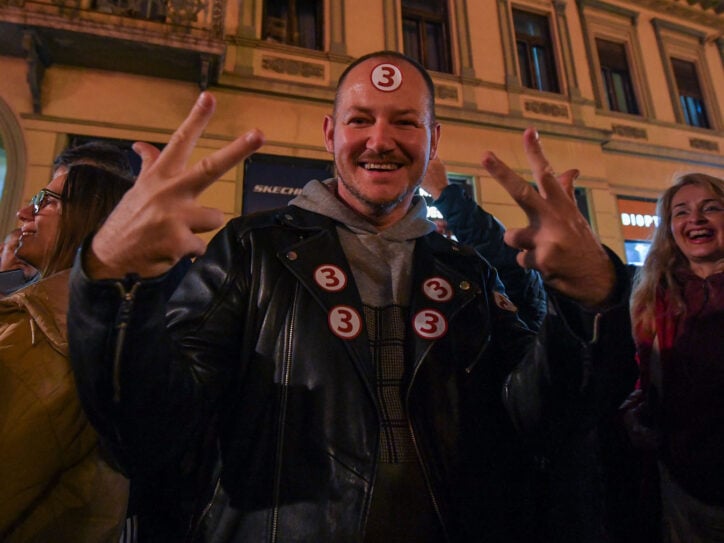 Proslava pobede Studentske liste na parlamentarnim izborima