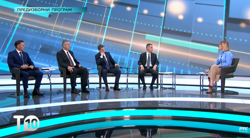 Siniša Mali, Dušan Nikezić, Miloš Jovanović i Dejan Šoškić debata na RTS o ekonomiji, predizborni program 2026.